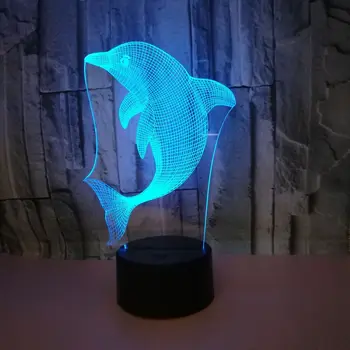 Нов Делфин 3d нощна светлина Със Седем цвята Детски Led нощна светлина Сензорен Пулт за дистанционно управление Led Визуален Подарък 3d Настолна Лампа