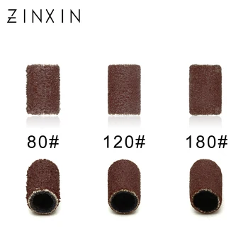 ZINXIN 100 бр./опаковане. # 80 # 120 # 180 # Шлифовъчни ленти Маникюр, Педикюр Електрическа бормашина за Нокти Шлайфане пясък Пръстен Бита