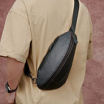AETOO Нагрудная чанта от телешка кожа на първия слой ръчно изработени, мъжки ежедневни кожена чанта през рамо в ретро стил с голям капацитет