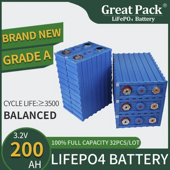 Централната банка на Слънчевата енергия 32 БР 3.2 В 200 Ah с Дълбок Цикъл LiFePO4 Акумулаторна батерия, която се презарежда за Нов Клас Литиево-Йонна Батерия За дома