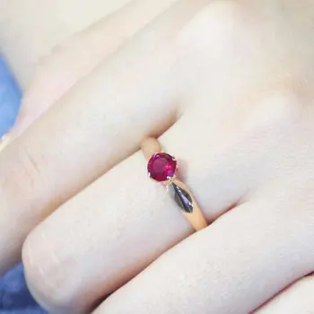 585 лилава позлатените 14к розово злато, инкрустированное кръгли червени кристални пръстени за жени, луксозни леки блестящи елегантни бижута високо качество