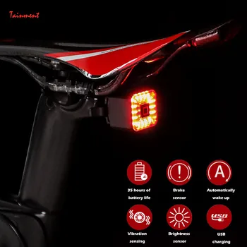GIYO Велосипеден Задна Светлина за Автоматично Старт/Стоп Сензор за Спиране Сигнална Лампа Водоустойчив USB Акумулаторна Умен Велосипеден Защитен Задна Светлина Нова