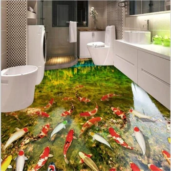 Персонализирани потребителски подове 3D Papel de parede с шарени риби нескользящие водоустойчив износоустойчиви самозалепващи PVC тапети