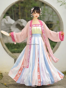 2022 китайската традиционна женска танцова постановка hanfu женски празничен костюм тан за момичета в китайски стил облечи чонсам ретро костюми