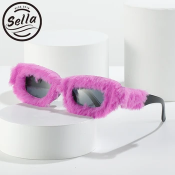 Sella 2022 Нови Модни Дамски Обувки Персонализирани Плюшени Розово, С Червена Тапицерия Слънчеви Очила Стил На Улицата Дами Цвят Лещи Слънчеви Очила Очила
