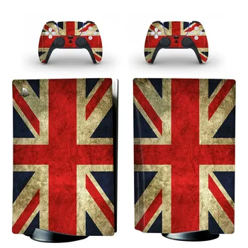 Флаг на Великобритания PS5 Стандартен Диск Стикер на Кожата Стикер Калъфче за Конзолата PlayStation 5 и 2 Контролери PS5 Диск Винил Кожа