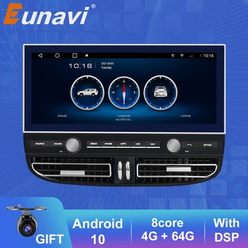 Eunavi 2 Din Android10 Автомагнитола За Porsche Cayenne 2010-2017 4G LTE Мултимедиен Плейър GPS Wifi RDS Стерео Автомобили игра DSP