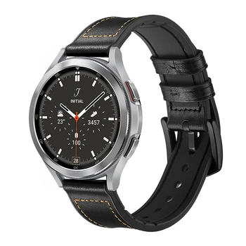 Въжета за Samsung Galaxy Watch 5 pro 45 мм Силикон Кожена Гривна Каишка за Galaxy Watch 4 Classic 42 мм и 46 мм/4 5 40 мм 44 мм