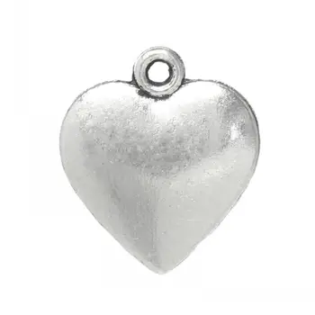 Приказно окачване DoreenBeads във формата на сърце Сребрист цвят 16 мм x 14 мм, 100 бр.