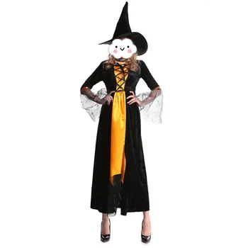 Ново висококачествено Секси оранжевото облекло За Хелоуин Вещица, сладък Костюми на принцеси, тематичен костюм за парти, Женски Костюм За Cosplay, Костюми За Възрастни
