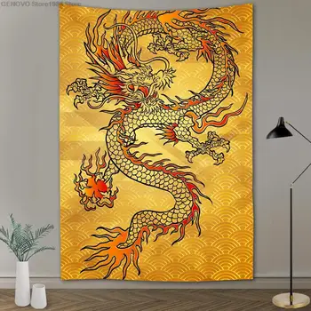 Retro Chinesischen stil drachen tapisserie Bettwäsche Drachen Totem Wandteppich Hängen Bunte Dekorative Палки Kunst Chinesischen