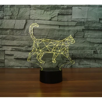 3D Led нощна светлина Прогулочный Котка с 7 Цветове на Светлината, за да украсят Дома Лампа Невероятна Визуализация Оптична Илюзия е Страхотна