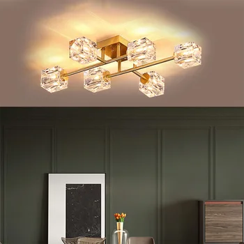 светла луксозен кристален лампа проста модерна лампа за дневна трапезария скандинавски лампа топла и романтична таванна лампа за спални
