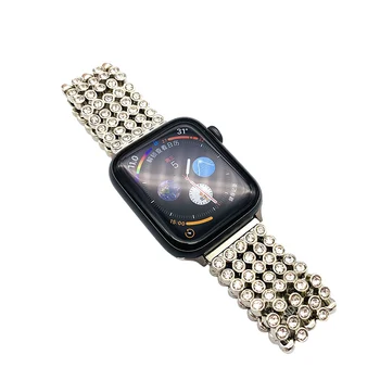 Топчета от неръждаема стомана, каишка за часовник с диамантен пръстен за Watch 6 5 4 връзки гривната 40 мм 44 мм за Apple watch браслеты38 мм 42 мм Регулиране на