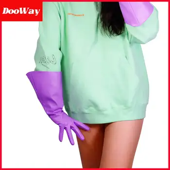 DooWay Дамски Модни Ръкавица Елегантни Ръкавици От Изкуствена Кожа С Широки Ръкави 15 инча, Лилаво-Виолетов