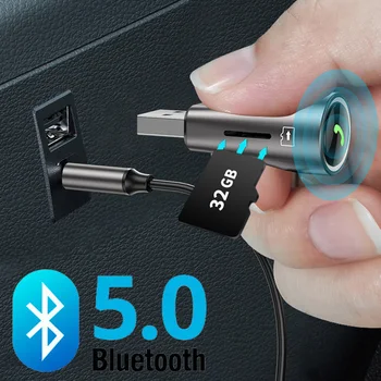 Bluetooth Приемник 5,0 3,5 мм AUX Жак Аудио Безжичен Адаптер за Автомобил на Динамиката на Музикален Предавател, Bluetooth Адаптер Донгл Кабел