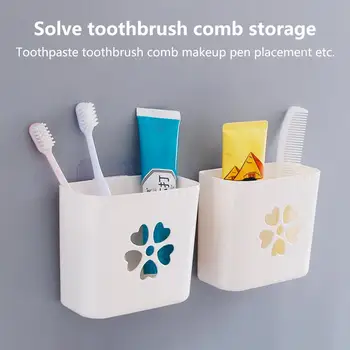 Полезна Пластмасова Кутия За Съхранение на Паста за зъби, Органайзер за Баня, Стойка за Съхранение на Гребени Голям Капацитет, за многократна употреба Органайзер за домакинството