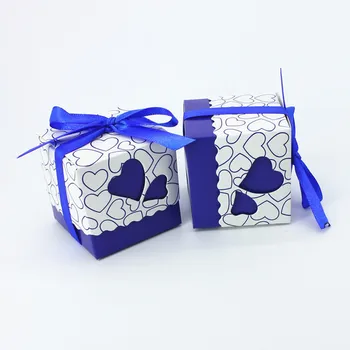 Дълбоко Буле Двойно Сърце Подаръчни Кутии С Шоколадови Бонбони Сватба Парти Полза С Панделка Душа На Дете Вечерни Украса