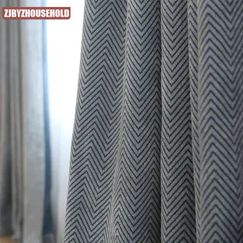 Завеси с оцветяване от шенилна за хола спални памук спално бельо, сиво-сини скандинавските леки луксозни обикновена завеси по поръчка модерна