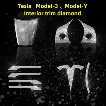За Tesla, Модел 3 Модел Y Волана Отдушник На Прозореца Контролен Панел Diamond Украса Crystal Вътрешна Стикер Аксесоари