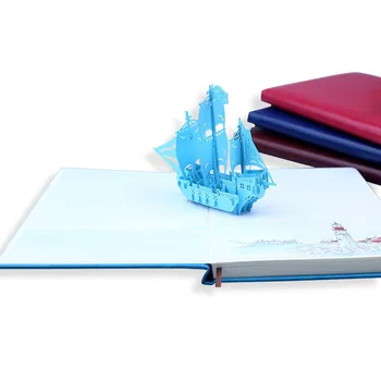 Креативен Офис 3D Ветроходство Бележник От Изкуствена Кожа Бизнес Бележник Студентски Триизмерен Дневник