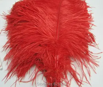 Красива! 100 бр./много! 14-16 инча 35-40 см високо качество на червено страусиное перо Сватба гореща Натурална Безплатна доставка