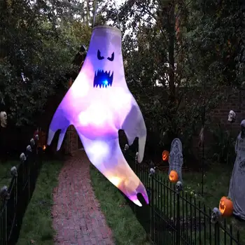 Хелоуин Призрак Окачен Led Лампа Открит Скелет На Ужасите Гримаса От Светещи Вечерни Подпори Честит Хелоуин Украса За Дома