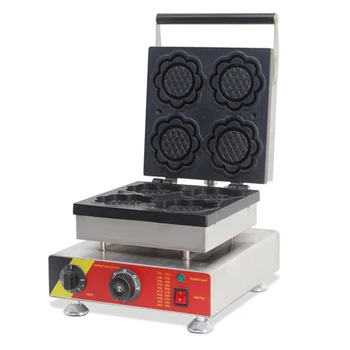 Търговска машина за готвене на вафли под формата на слънчоглед от неръждаема стомана, електрически вафельница NP-508, Машина за готвене на вафли с незалепващо покритие 220 v/110