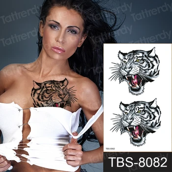 Татуировка стикер момиче временна татуировка тигър секси вълк дракон племенни животни мъжки водоустойчив стикер ръкав ръце на гърдите боди арт