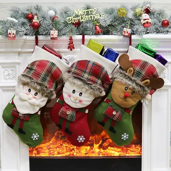 Коледни чорапи за подаръци пакети, подаръчни пакети с Коледна украса, Коледни аксесоари Дядо Коледа Коледна елха висулка