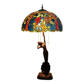 43 см голяма гроздова настолна лампа от витражного стъкло вила дневна спалня бар верандата Богинята момичета декоративни настолни лампи