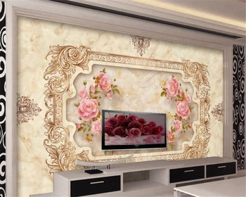 Beibehang Европейския луксозен мрамор розово перлено бял модел ТЕЛЕВИЗИЯ фон на стената 3d дневна спалня фон стенописи, 3d тапети
