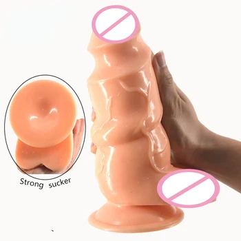 FAAK Огромен вибратор в присоске Голям вибратор реалистичен пенис с оребрени екстремни стимулиране на секс-магазини за възрастни секс играчки за жени анален вибратор