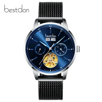 Висок клас марка луксозни Швейцария Bestdon механични часовници мъжки Скелет е напълно стоманени автоматично мъжки часовник водоустойчив reloj hombre час