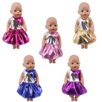 Расшитое пайети кожена рокля-яке подходящ за 18-инчовата американската и 43-сантиметровой кукли Reborn Бебе Кукла, аксесоари за дрехи, нашето поколение, детски подарък