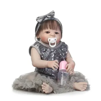 22 инча(а) а) цели силиконова кукла 56 см, красива кукла с коса принцеси за момичета, играчки за деца, подаръци за рожден ден, juguetes bjd