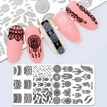 Arte Clavo Пробиване на Ноктите Листа Цветен Дизайн Геометрия Cartoony Модел Дизайн Нокти DIY Шаблон Инструменти За ситопечат Maincure