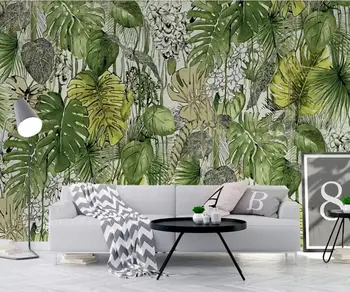 XUE СУ Произведено по поръчка стенно покритие Nordic simple small tropical fresh rain forest на фона на стенни хартия стенопис