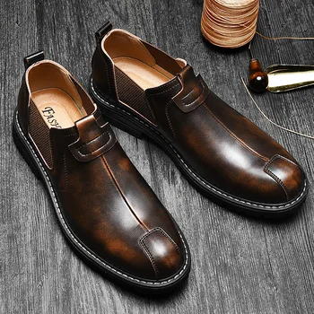 Нова мода мъжки ежедневни обувки на плоска подметка от спилка, дизайнерски мъжки ежедневни обувки, мъжки ежедневни обувки, без закопчалка, мъжки обувки, ръчно изработени A016