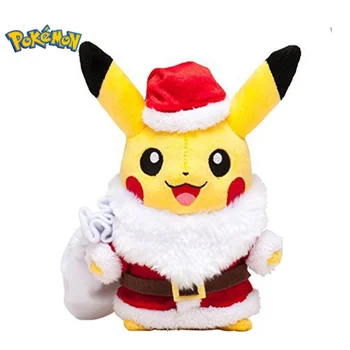 25 см Аниме Елф Плюшен играчка Pokemon Коледен Пикачу Плюшено Kawai Японската Кукла Мека Мека Възглавница Пикачу Подарък За Рожден Ден Peluche