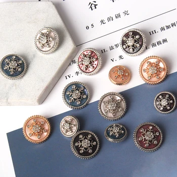 5шт Метални копчета снежинка диамант аксесоари за дрехи копчета Дамско Палто аксесоари за облекло DIY шиене ръчно изработени
