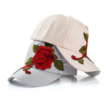модна новост, корейската дамски шапка с бродерия на рози, за пътуване на открито, защита от слънцето, индивидуалност, удобна дивата ежедневни бейзболна шапка
