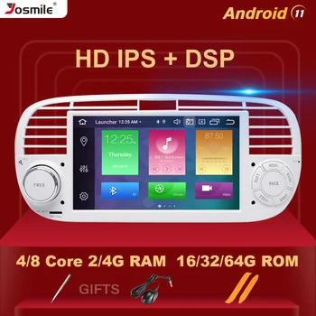 8 Ядрен DSP 4 GB 64 GB 1 Din Android 11 Авто Радио DVD Плейър За FIAT 500 Мултимедия GPS Навигация Стерео Аудио Carplay WiFi BT