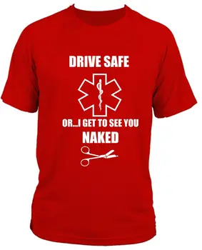 Тениска Смешни Safe Drive EMT Звезда на живот Фелдшер от инциденти. Лятна Памучен Мъжка Тениска С Кръгло Деколте и Къс Ръкав, Новата S-3XL
