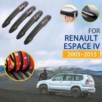 Черен Цвят Дръжки на Вратите От Въглеродни влакна, Тампон за Renault Espace IV 2003 ~ 2015, Аксесоари 2004 2005 2006 2014 2013 2012