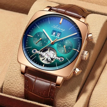 2022AILANG позната марка часовници montre automatique сс luxe хронограф Квадратен Голям Циферблат на Часовника Кухи Водоустойчив мъжки модерен часовник