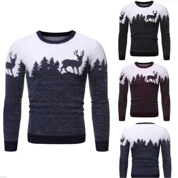 В основата на насърчаване на Коледа 2021 мъжки светлобежов пуловер пуловер с кръгло деколте случайни мохеровый пуловер тенденция