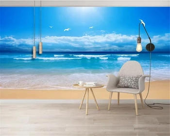beibehang 3d тапети по поръчка стенопис HD синьо море на плажа пейзаж на фона декорация на дома, ТЕЛЕВИЗОР, спалня и диван 3d тапети tapety
