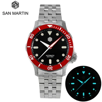San Martin Бизнес Класически Мъжки Часовник За Гмуркане Луксозни Автоматични Механични Часовници 200 М Водоустойчива BGW9 Супер Нажежен reloj hombre