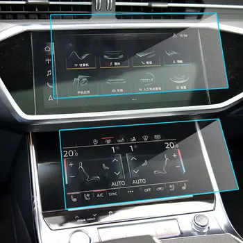 2 бр. защитно фолио за екран на Audi A6 A7 2019 2020, автомобилна мултимедийна система, сензорен екран, защитен слой от закалено стъкло 9H